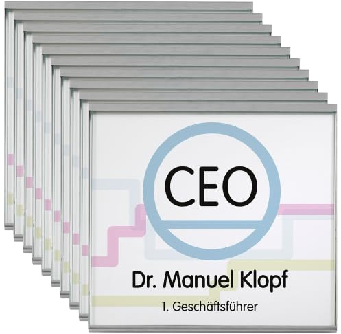 10 Türschild Glasgow | 150x150mm | Quadratisch | Edelstahl und Echtglas | zur Schraubmontage | 10 Stück | Büroschild, Raumkennzeichnung Büro