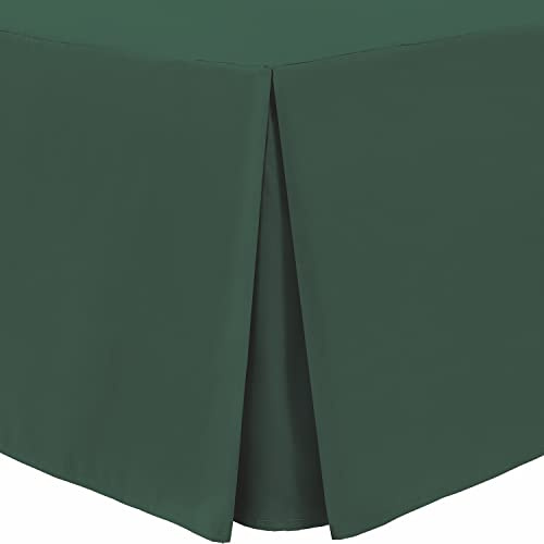 Linen Home Sábana bajera plisada de microfibra suave cepillada de fácil cuidado, no necesita planchado (individual, color verde botella)
