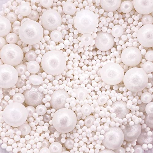 Twist Ingredients - Mother of Pearl Wedding Cake Topper Sprinkles - 1kg Edible Pearls for Cake Decorating - Mermaid Cupcake Decorations for Weddings, Christenings & Parties (Pearls Mix)