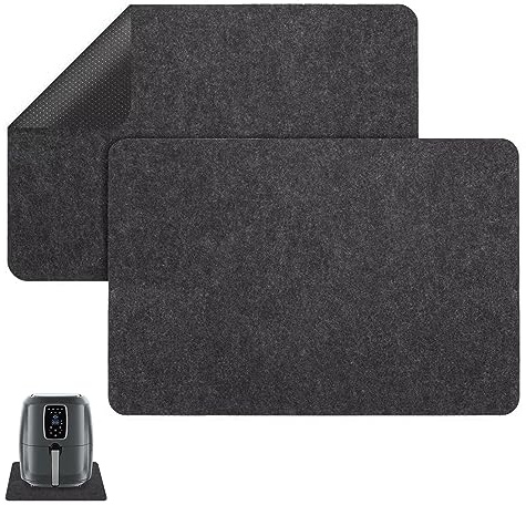 2PCS Felt Kitchen Worktop Mat, Nonstick Heat Resistant Countertop Mat, Kitchen Appliance Sliders and Non-Slip Mat for Nonskid Placemat, Craft Mat, Table Mat, Coffee Maker (Black)