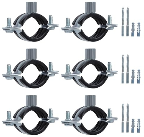 JDHGSHL 6 PCS Split Ring Pipe Hanger, Heavy Duty Adjustable Pipe Bracket Clamp with Screw & Expansion Tube, Wall Ceiling Mount Galvanized Iron Pipe Strap Supports Fit for Pipe OD 1-1.2 Inch(26-30mm)