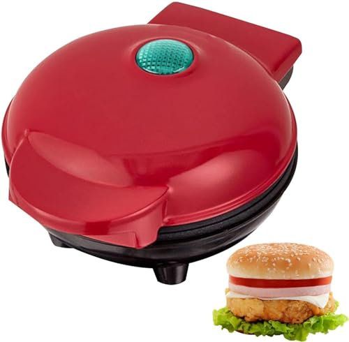 Mini-CrêPièRe, éLectrique CrêPièRe, CrêPièRe, CrêPièRe, éLectrique Rond Chauffé CrêPièRe, Gaufrier, Gaufrier CrêPièRe pour Petit-DéJeuner,Rouge