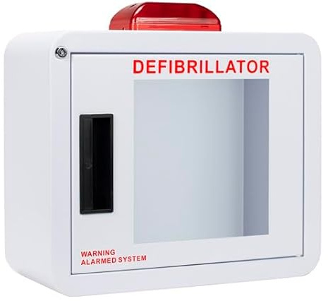 Cubix Safety Premium, Alarmed and Strobed AED Cabinet, Compact. Fits Many Defibrillators on The Market. Measures 11.63 H x 14.75 L x 6.75 D. Essential Storage for Indoor AEDs.