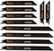 FANTICDE Hojas de sierra sable, 10 piezas, para metal, hojas de sierra de sable de acero bimetálico, sierra sable con cobalto para cortar pernos, metal fino, 100-225 mm, 14-24 TPI