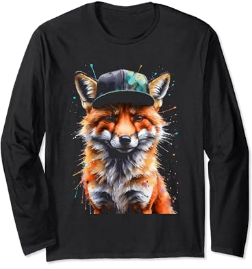 Fuchs Snapback Cap Cool Tier Aufdruck Design Print Langarmshirt