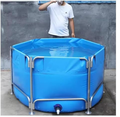 PHLEPS Piscine Hors Sol, Piscine D'étang À Poissons en Toile avec Support en Métal, Aquarium Rond À Grand Pli, Piscine for Enfants, Réservoir De Poissons for La Culture Koi, L'irrigation Agricole (Co
