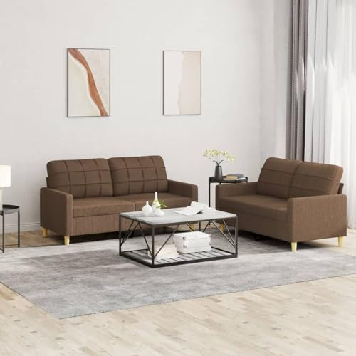 ZEYUAN 2-TLG. Sofagarnitur mit Kissen Braun Stoff, Sofa Mit Relaxfunktion, Couchgarnitur, Wohnzimmer Sofa, Couch, Sofa Set 3201277