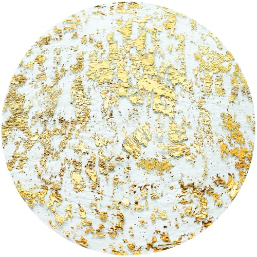 Tovagliette Rotonde Oro, 12 Pezzi Tovagliette Colazione Sottopiatti Rotondi Rete Placemats, Tappetini da Pranzo in Lamina d'oro, Decorazione per Tavolo da Pranzo, Cucina, Ristorante, Matrimoni, Festa