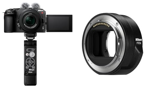 Nikon Z30 Vlogger Kit + Lexar SD 64GB 800x Fotocamera Mirrorless, CMOS DX da 20.9 MP & FTZ II Adattatore baionetta di seconda generazione per obiettivi con F-Mount, Nera