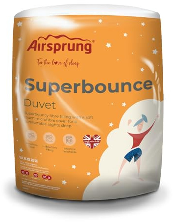 Airsprung Superbounce 4.5 Tog Single Bed Size Breathable Lightweight Hollowfibre Summer Duvet Quilt, Soft Touch, Made In The UK (135cm x 200cm)