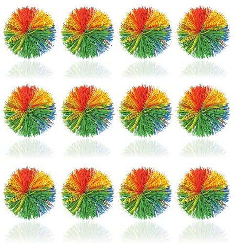 AHEJIOO 12 Stück Wuschelball 6,5cm, Bunte Hüpfbälle, Gummikugel, Für Mitgebsel Kindergeburtstag 10,9,8,7,6,5,4 Jahre/Familienspiele/Party/Mitbringsel/Freundesspiele/Outdoor Spielzeug