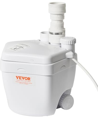 VEVOR Pompa per Lavandino 250 W, Sistema di Pompa per Scarico per Lavandino Sotto Lavandino, Portata 6600L/h 5,5 m, Motore in Filo di Rame, Pompa Sotto Lavandino Scarico 3 Uscite, 8 cm, Bianco