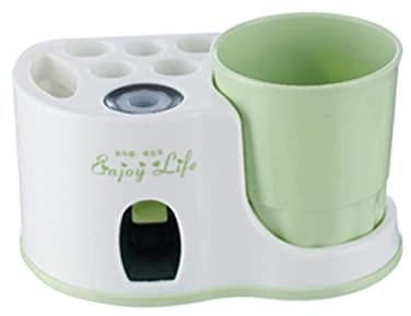ORFOFE Distributeur de Dentifrice Mural en Plastique Vert pour Salle de Bain Cuisine