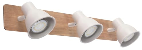 WatioWave Grenuttag i vitt trä med 3 GU10-socklar – perfekt för dekorativ belysning i hem och kontor.