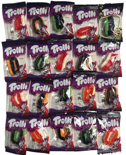 Trolli Halloween Süßigkeiten, Sparpack mit 20 Stück Trolli Dracula einzeln verpackt, 140g Süßigkeiten Box