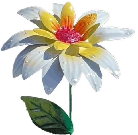 Blumen-Gartenstecker, Dekoration, 35,6 cm, Metall, bunte Blumenstäbe, Bodeneinsatz, Innen- und Außenbereich, Hofdekoration