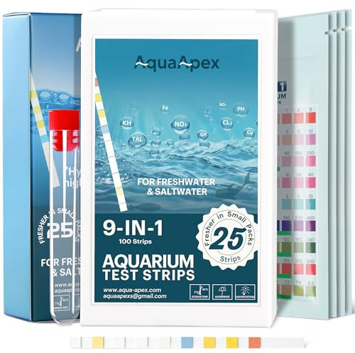 9-in-1 Aquarium Test Kit |100 Strips | for Freshwater & Saltwater | for Aquarium Tanks & Ponds | Fish Tank Test Strips Tests Nitrate, Nitrite, Total Hardness, Alkalinity, Carbonate Hardness & moer