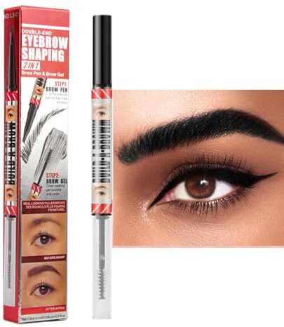 Microblading Eyebrow Pencil, Waterproof Eyebrow Gel Tinte, Augenbrauen-Stift mit Fork Tip, natürlicher Augenbrauenfüller, feine und formbare Augenbrauen, lang anhaltendes Augenbrauen-Make-up, einfach