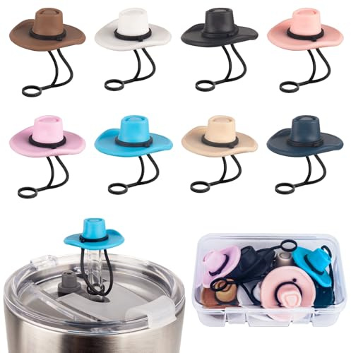 Straw Covers Cap for Stanley Cup 8Pcs with Storage Box, 10mm Dustproof Silicone Straw Lid, Reusable Straw Topper for Stanley 40/30 oz Glass Accessories