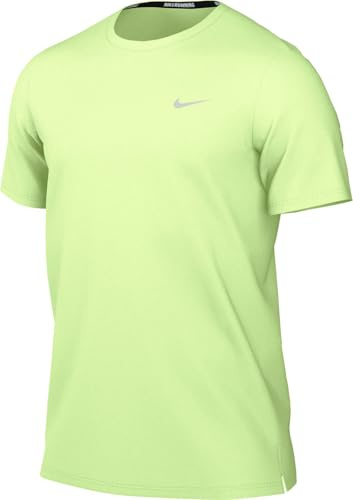 Nike Miler Haut De Running À Manches Courtes Dri-Fit UV pour Homme, Barely Volt/Reflective Silv, DV9315-701, M