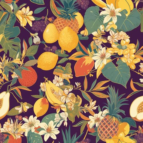 Klebefolie für Wände Vintage reiche Früchte einfach anzubringen Tropische Früchte Gemüse Muster Tapeten Klebetapete Vinyl Wrap Wandtapete Wohnzimmer Schlafzimmer Möbelfolie Bunt Wasserdicht Wallpaper