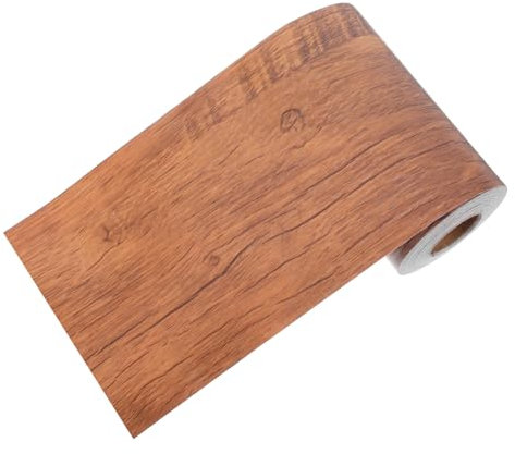 SOLUSTRE Vinilo Adhesivo Decorativo De Madera Pvc, Cenefa Adhesiva Para Pared y Muebles, Cinta Autoadhesiva De Vetas Madera Marrón Clara, Flexible Para Cocina y Reparación, 10 m