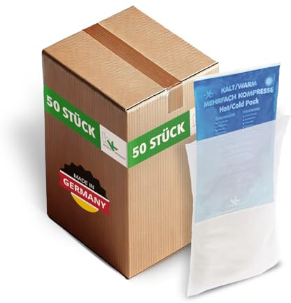 KK 50er Set Vließhüllen für Kühlpacks, 9 x 16 cm, Hüllen für Kalt-Wam-Kompressen zur Behandlung von Schwellungen, Prellungen und Verspannungen, zum Schutz der Haut vor direktem Kontakt