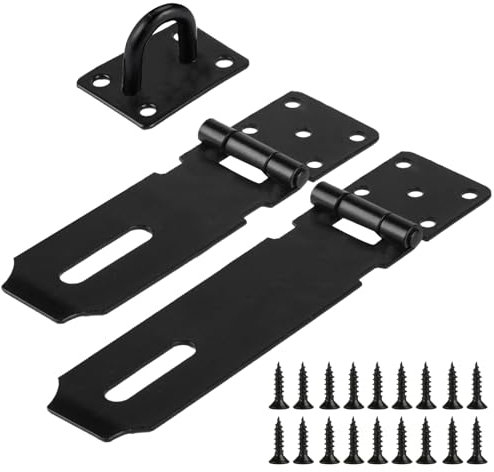 2 Pz Lucchetto Hasp in Acciaio Inox, Chiusura a Viti Hasp, Lucchetto a Gancio di Sicurezza da 127 mm/106 mm per Armadietti, Cancelli, Capannoni, Serratura Porta Interna Esterna (Nero)