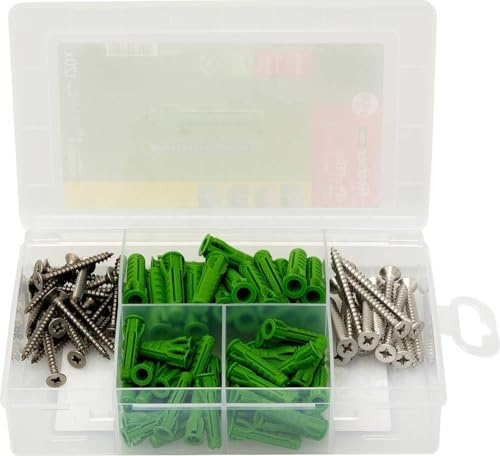fischer Profi-Box Spreizdübel SX Plus Green + Schrauben (120 Teile)