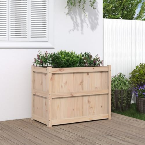 Festnight Jardinière Bois Extérieur Jardinieres Exterieur Bac a Fleur Bois Jardinière en Bois pour Pots de Fleurs Jardin terrasse-Pin naturel-90 x 50 x 70 cm