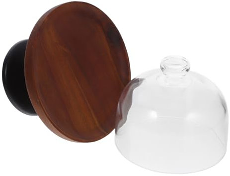 TOPPERFUN Soporte para Tartas Vintage de Madera de Acacia con Tapa Alta Bandeja para Pasteles de Vidrio Diseño Elegante para Fiestas Exhibición de Postres