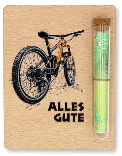 ZUKLA Verpackung für Geldgeschenke - 13 x 10 cm - mit Reagenzglas - Fahrrad Geschenk - Geschenkgutschein Geburtstag für Radfahrer