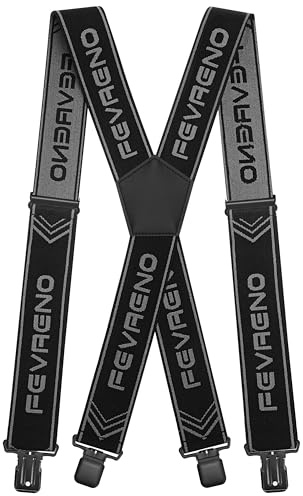 Fevaeno Hosenträger für Herren mit 4 Starken Metal Clips 5cm Breit X Form Einstellbar und Elastische Einheitsgröße Hosenträger für Männer und Damen