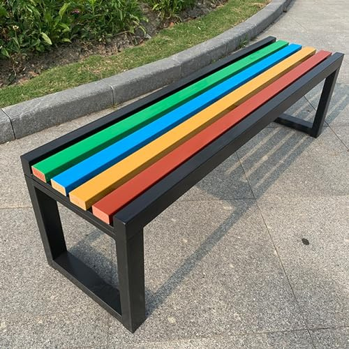 Générique Banc de Jardin à Lattes, 39,4''/47,2'', Style Arc-en-Ciel, pour Porche, Parc, Cour (Couleur : Pieds Noirs, Taille : 120 cm/47,2 po)