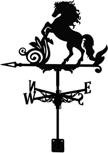 Veleta de acero inoxidable para caballos, veleta meteorológica, diseño hueco de animales, dirección del viento, para granja, patio, jardín