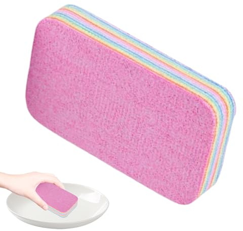 Spugna in microfibra, panni riutilizzabili per la pulizia, scrubber assorbente pelabile, facile da usare per cucina, ciotole, piatti, pentole, casa, bagno, pulizia delle finestre, 12 x 7,9 x 2,2 cm
