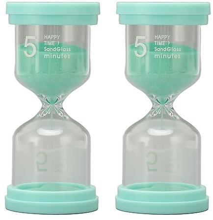 Yctze 2 Pcs Orologio in Vetro di Sabbia di 5 Minuti per il Portatile per Ufficio per