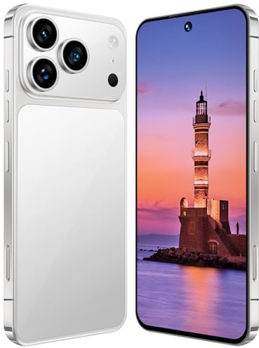 Telefoni Cellulari I17 Pro Max 5G, Smartphone Android 15.0, Telefono Cellulare Con Fotocamera Da 7,3 Pollici, 16GB RAM 1TB ROM, 8000 MAh, 78 MP 108 MP, Doppia SIM Gratuita Sbloccata,White-7.3 Inch