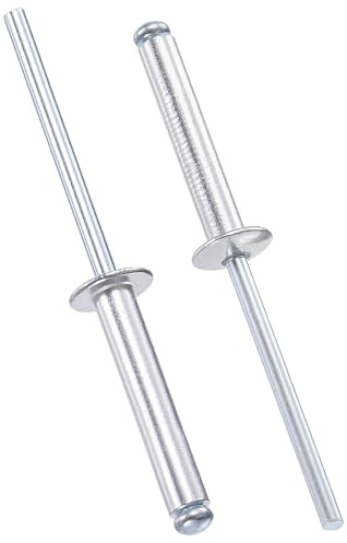 TOP-VIGOR Aluminium Blindnieten 4 mm x 25 mm, silberne Popnieten für Metallbefestigung, offene Blindnieten für Heimwerker, Möbel & allgemeine Reparaturen, 60 Stück