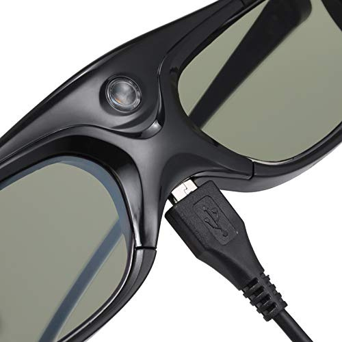 Jectse GL2100 Active Shutter 3D Glasses Rechargeable DLP-Link for DLP Projectors Optama for Fun Watching Movies Gaming - Black