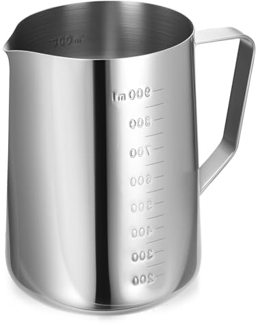 Vaso Medidor de Acero Inoxidable de 1 L, 1000 ml Jarra Medidora de Acero Inoxidable con Escala Fina, Vaso Batidora de Metal para Bar, Cafetería, hogar, cocina y restaurante