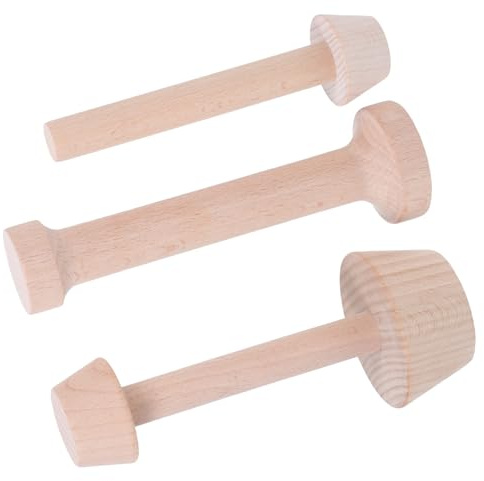 Angoily Molde para Tartaletas de Madera 3 Piezas Doble Extremo (pequeño y Mediano) Antiadherente para Hornear Tartas y Muffins, Accesorio de Cocina para Repostería Casera