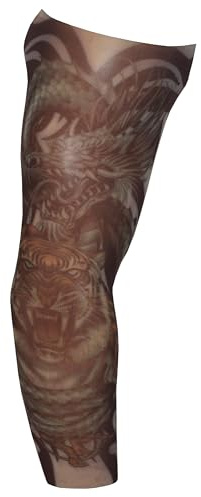 Fake Tattoo Sleeve Adults Halloween Wearable Arm Cover Prank Temporary Body Art Fancy Dress CostumeTiger Dragon Tribal (T35)