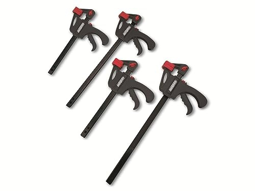 Brüder Mannesmann Schnellspannzwingen-Set 4-tlg., metallverzinkt, hoher Klemmdruck, robust und langlebig, stabil und präzise für DIY, Möbelbau und Werkstatt, (2×150 mm, 2×300 mm) | M90304
