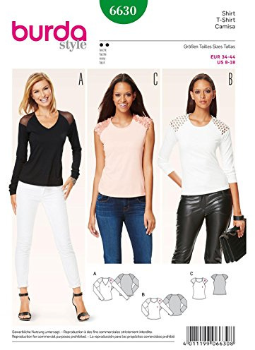 Burda B6630 Schnittmuster T-Shirt Papier weiß 19 x 13 x 1 cm