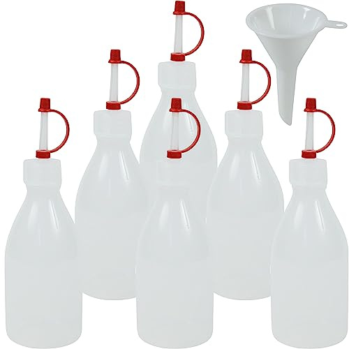 6 x droppflaskor 100 ml med droppstängning, sprutflaska, doseringsflaska, laboratorieflaska, medicinflaska, flaska med flaskhals av plast (PE-LD), BPA-fri – tillverkad i Tyskland – inkl.