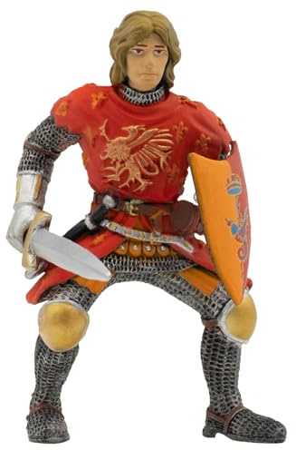 Bullyland 80786 - Spielfigur Prinz in roter Rüstung mit Schild und Schwert, ca. 8 cm, detailgetreu, PVC-frei, ideal als kleines Geschenk für Kinder ab 3 Jahren