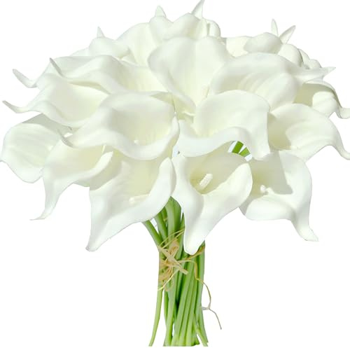 Mandy's Künstliche Calla-Lilien aus Polyurethan, 20 Stiele, 34,3 cm, realistischer Mittelstück, DIY, Brautstrauß, Heimdekoration
