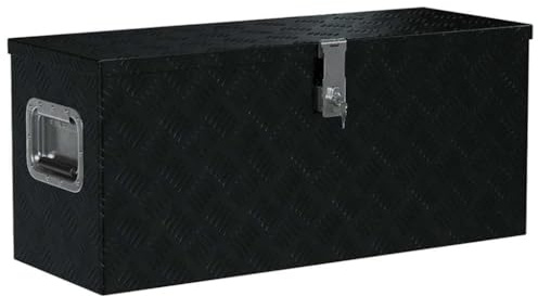 vidaXL Aluminiumkiste Werkzeugbox Transportkiste Transportkoffer Aluminiumkoffer Alu Koffer Box Lagerkiste Lagerbox 80x30x35cm Schwarz