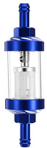 ihreesy Kraftstofffilter,Universal Kraftstofffilter Aluminiumlegierung CNC 8mm Transparente Glas Kraftstofffilter Benzinfilter Kraftstofffilter Benzin für ATV Dirt Bike Motorrad,Blau